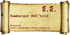 Bamberger Rátold névjegykártya
